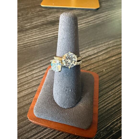 Dainty Life Gold and Silver Moissanite Diamond Ring Bundle - Picture 1 of 6